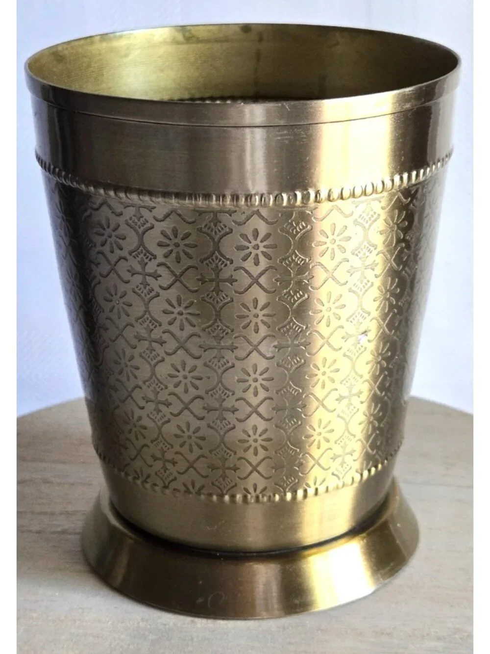 Pure Brass Glass Tumbler Embossed Design for Drinking Water